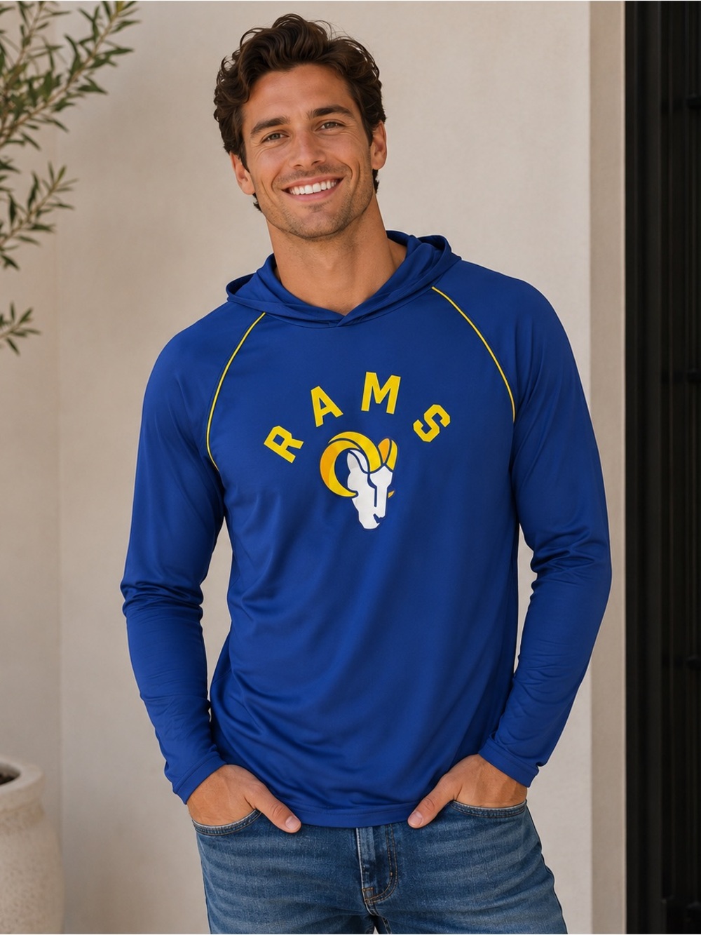 Starter Los Angeles Rams NFL Performance Hoodie Men’s Large Blue Lightweight